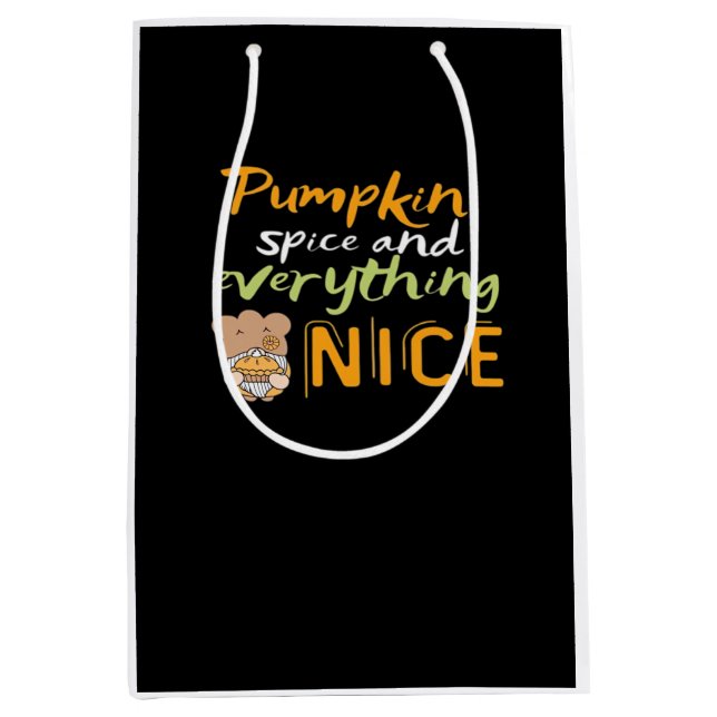 Pumpkin Spice & Everything Nice Halloween Sloth De Medium Gift Bag (Front)
