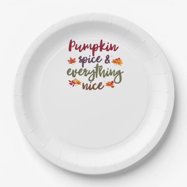 Pumpkin Spice & Everything Nice Latte Lover Paper Plate (Front)