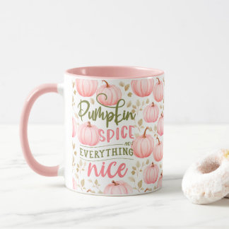 Pumpkin Spice Everything Nice Pink Pattern Fall Mug