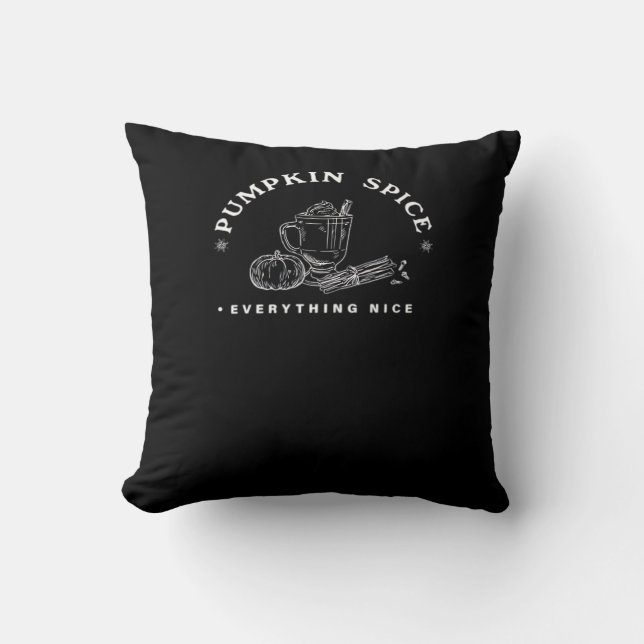 Pumpkin Spice, Everything Nice. Retro Design White Cushion (Front)