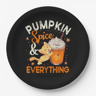 Pumpkin Spice Everything Shirt Cat Lover Cute Autu Paper Plate