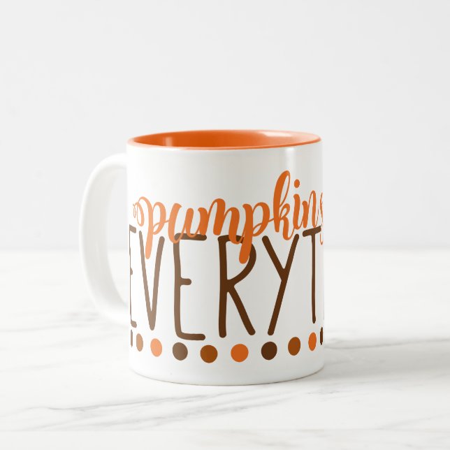 Pumpkin Spice Everything | Typography | Two-Tone Coffee Mug (Front Left)