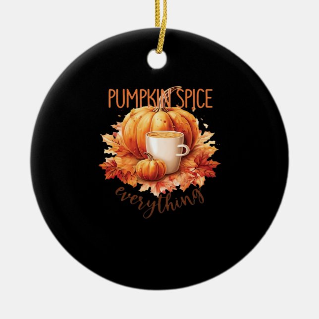 Pumpkin Spice Everything Word Art Ceramic Tree Decoration (Front)