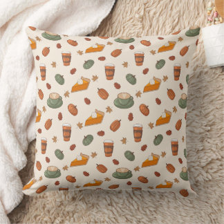 Pumpkin Spice Fall Autumn Pattern Throw Pillow