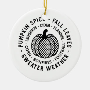 Pumpkin Spice - Fall Leaves - Sweater Weather Ceramic Tree Decoration