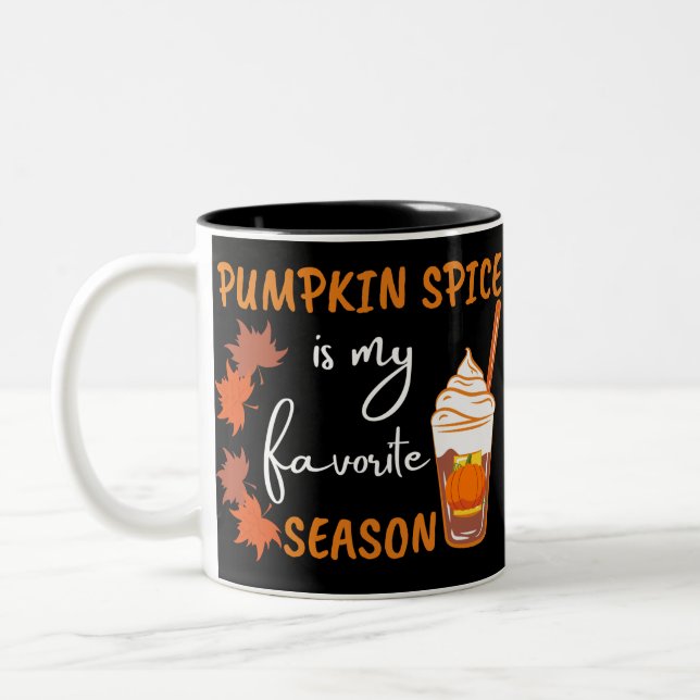 Pumpkin Spice Fall Season Autumn Two-Tone Coffee Mug (Left)