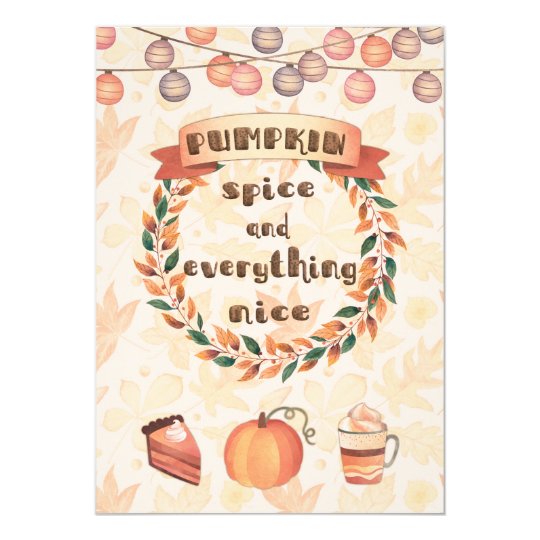 Pumpkin Spice Fall Wreath Thanksgiving Dinner Card