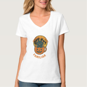 Pumpkin Spice Familiar Black Cat Halloween Design T-Shirt