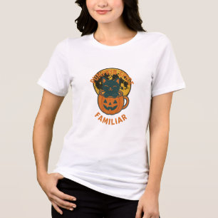 Pumpkin Spice Familiar Black Cat Halloween Design Tri-Blend Shirt