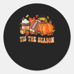 Pumpkin Spice Football Tis The Season Classic Round Sticker