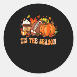Pumpkin Spice Football Tis The Season Classic Round Sticker