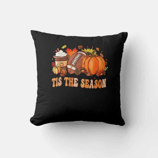 Pumpkin Spice Football Tis The Season Cushion (Front)