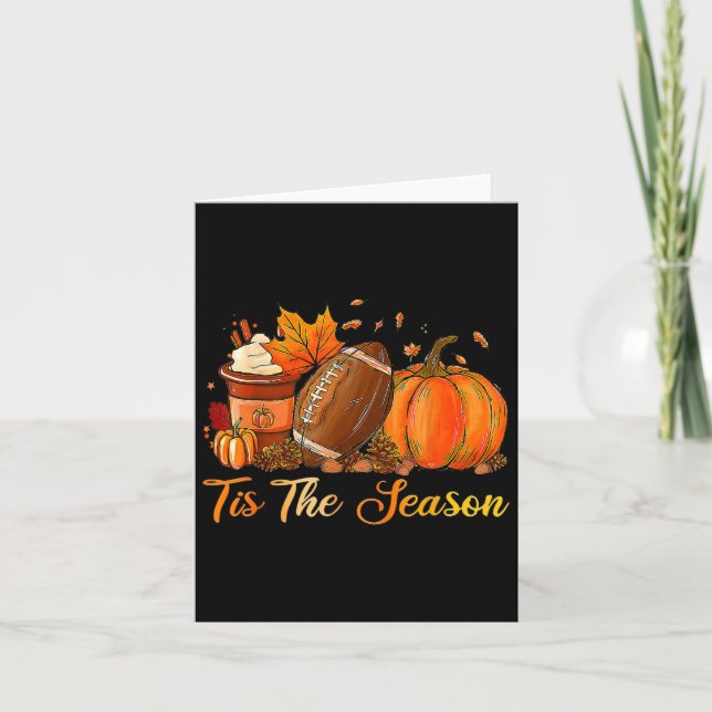 Pumpkin Spice Football Tis The Season Fall Thanksg Card (Front)