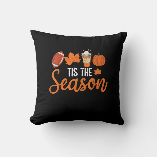 Pumpkin Spice Football Tis The Season Fall Thanksg Cushion (Front)