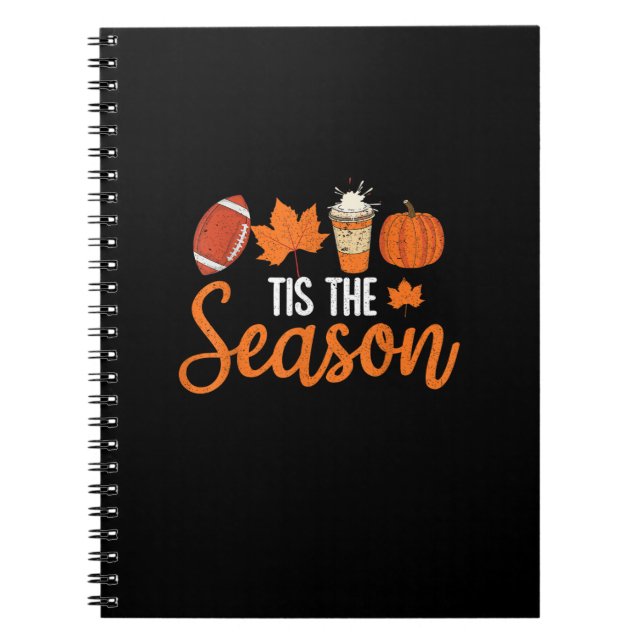 Pumpkin Spice Football Tis The Season Fall Thanksg Notebook (Front)