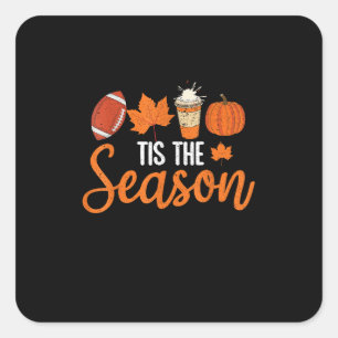 Pumpkin Spice Football Tis The Season Fall Thanksg Square Sticker