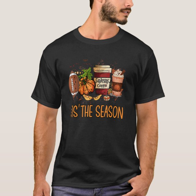 Pumpkin Spice Football Tis The Season Fall Thanksg T-Shirt (Front)