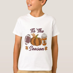 Pumpkin Spice Footbyll Tis The Season Fall Thanksg T-Shirt