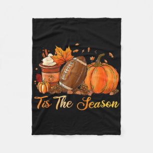 Pumpkin Spice Footll Tis The Season Fall Thanksgiv Fleece Blanket