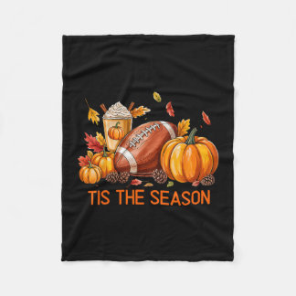 Pumpkin Spice Footll Tis The Season Fall Thanksgiv Fleece Blanket