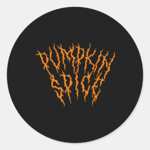 Pumpkin Spice Fun Heavy Black Metal Music Hallowee Classic Round Sticker