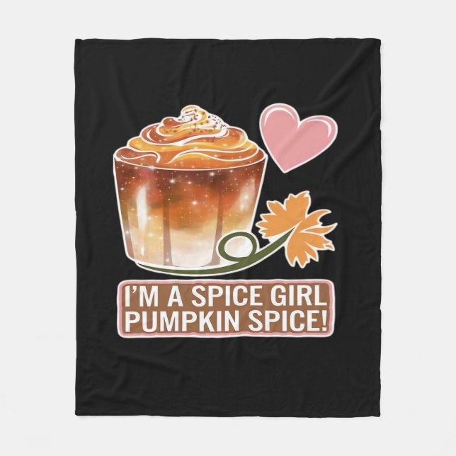 Pumpkin Spice Girl Fall Latte Sticker Fleece Blanket (Front)