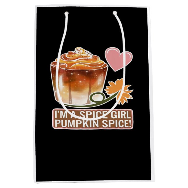 Pumpkin Spice Girl Fall Latte Sticker Medium Gift Bag (Front)