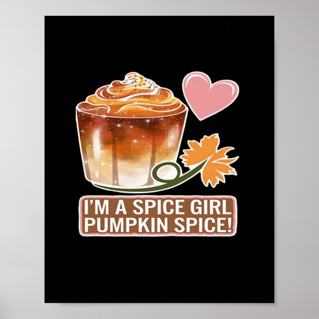 Pumpkin Spice Girl Fall Latte Sticker Poster (Front)