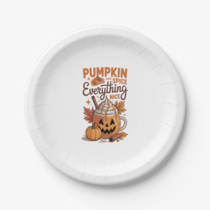 Pumpkin Spice Halloween Paper Plate