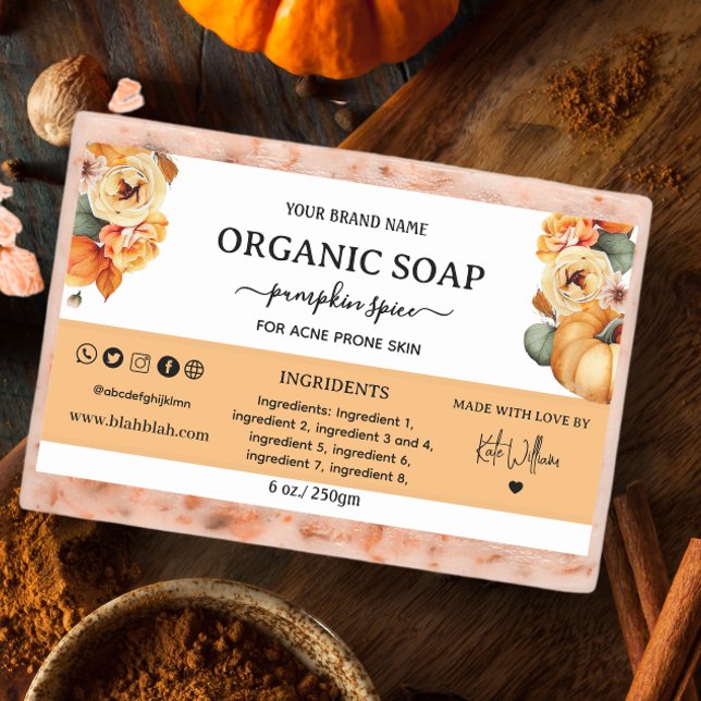Pumpkin spice Homemade Soap Label Rectangle (Creator Uploaded)
