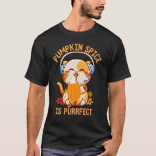 Pumpkin Spice Is Purrfect Latte Coffee Cat T-Shirt