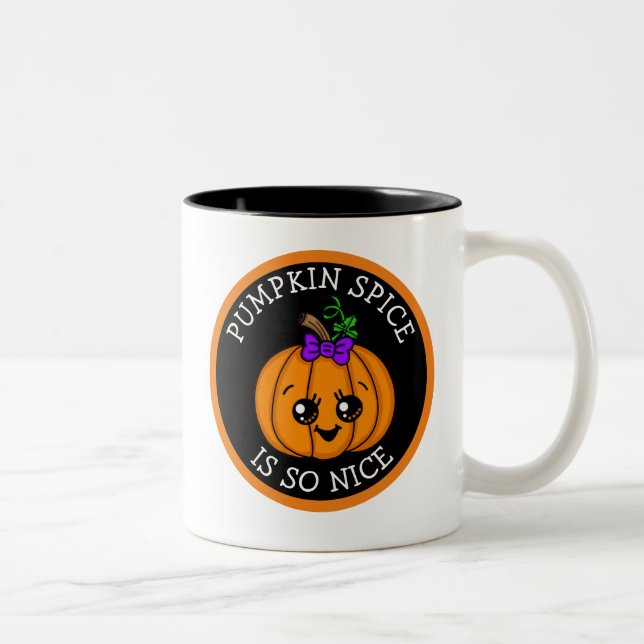 Pumpkin Spice is so Nice Halloween Autumn   Two-Tone Coffee Mug (Right)