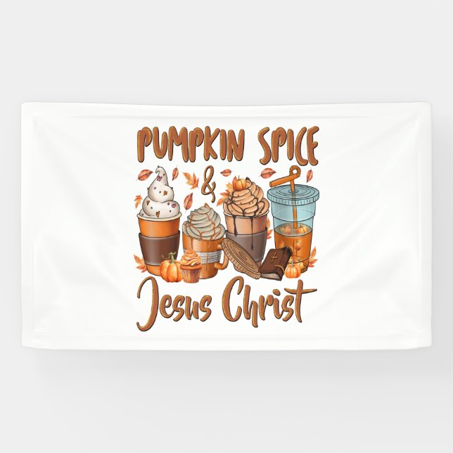 Pumpkin Spice Jesus Christ Banner (Horizontal)