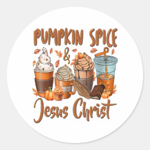 Pumpkin Spice Jesus Christ Classic Round Sticker