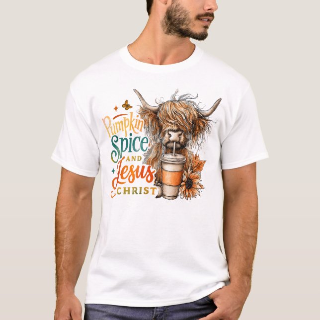 Pumpkin Spice Jesus Christ Coffee Mug Scary Ghost T-Shirt (Front)