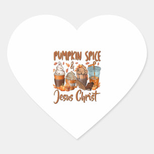 Pumpkin Spice Jesus Christ Heart Sticker