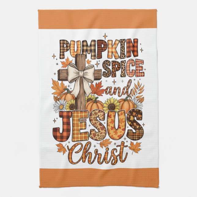 Pumpkin Spice & Jesus Tea Towel (Vertical)