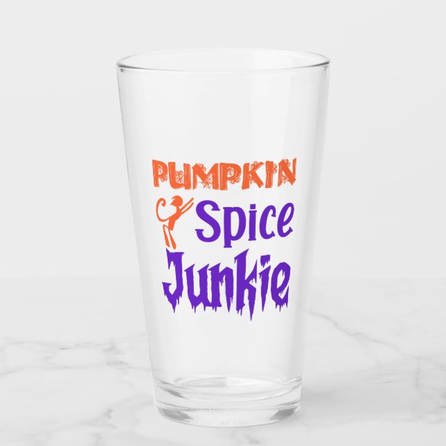 Pumpkin Spice Junkie - Funny Fall Coffee Gift Glass (Front)