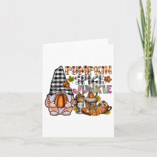 Pumpkin Spice Junkie Gnomes Fall Autumn Thanksgivi Card