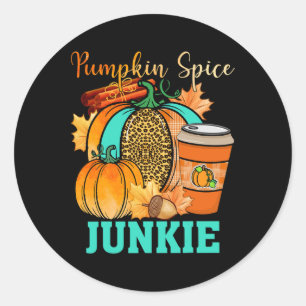 Pumpkin Spice Junkie Pumpkin Spice Latte Leopard P Classic Round Sticker
