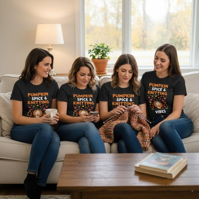 Pumpkin Spice & Knitting Vibes Fall Autumn  T-Shirt (Creator Uploaded)