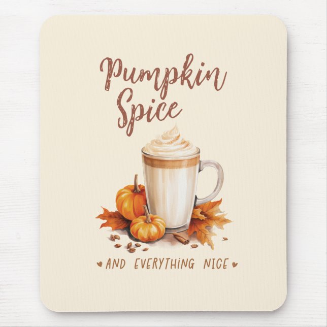 Pumpkin Spice – Latte & Autumn Foliage Mouse Mat (Front)