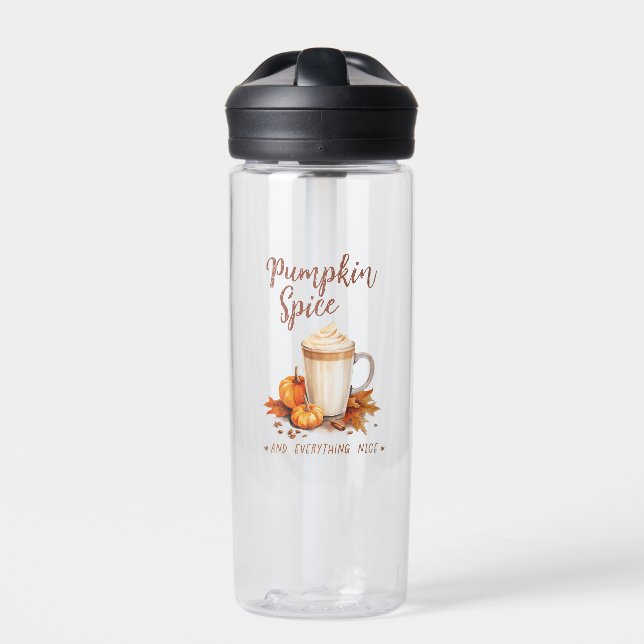 Pumpkin Spice – Latte & Autumn Foliage Water Bottle (Front)