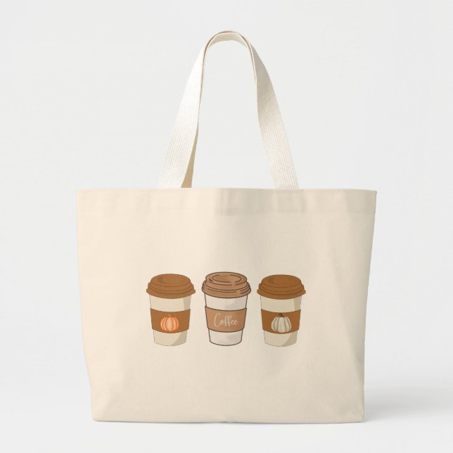 Pumpkin Spice latte, Coffe  Large Tote Bag (Front)