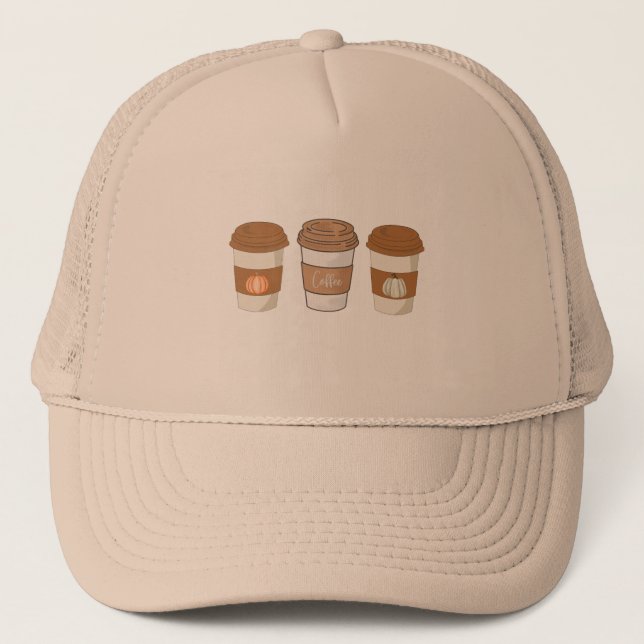 Pumpkin Spice latte, Coffe  Trucker Hat (Front)
