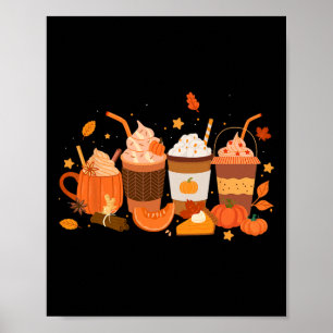 Pumpkin Spice Latte Coffee Happy Thanksgiving Men Poster