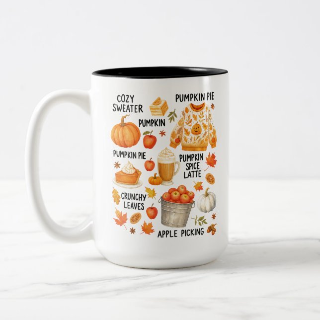 Pumpkin Spice Latte |Cosy Fall Coffee Autumn Vibes Two-Tone Coffee Mug (Left)