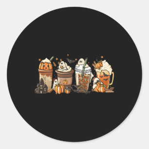 Pumpkin Spice Latte Fall Autumn Coffee Ghost Thank Classic Round Sticker