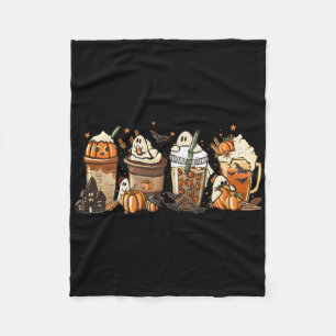 Pumpkin Spice Latte Fall Autumn Coffee Ghost Thank Fleece Blanket
