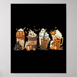 Pumpkin Spice Latte Fall Autumn Coffee Ghost Thank Poster